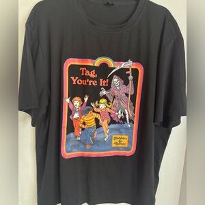 Tag You’re It Grim Reaper T-Shirt Mens XL Black Vintage Style Horror Graphic Tee